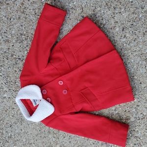 OshKosh B'Gosh Red Peacoat Sherpa Lined Collar Toddler 5